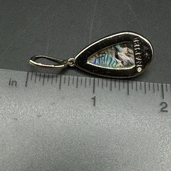 NAPIER Dangling Gold Tone Faux Abalone Leverback Earrings Teardrop Iridescent - Picture 8 of 9